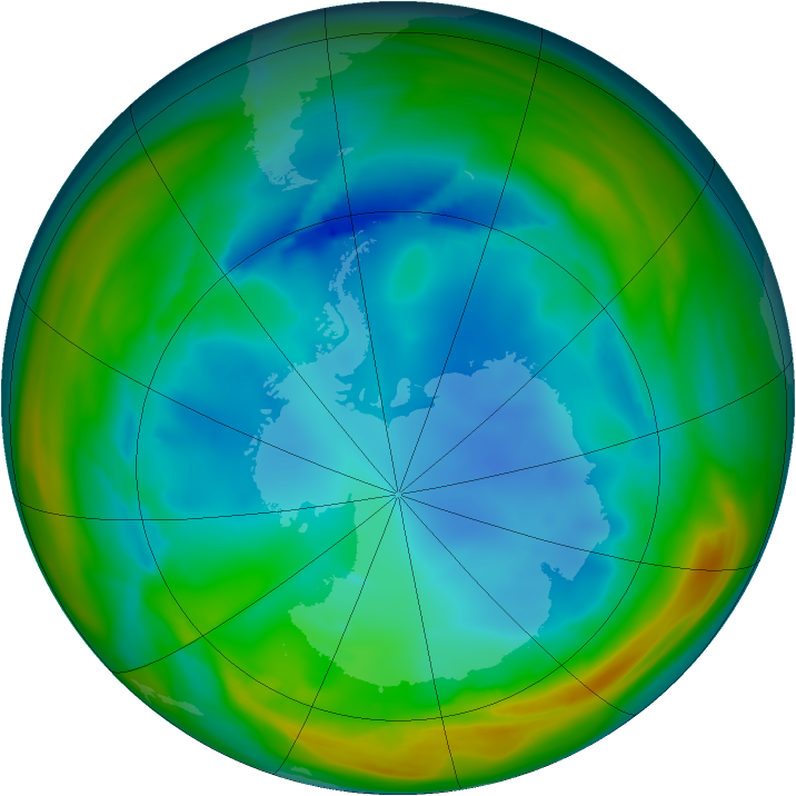 Antarctic ozone map for 28 July 2005